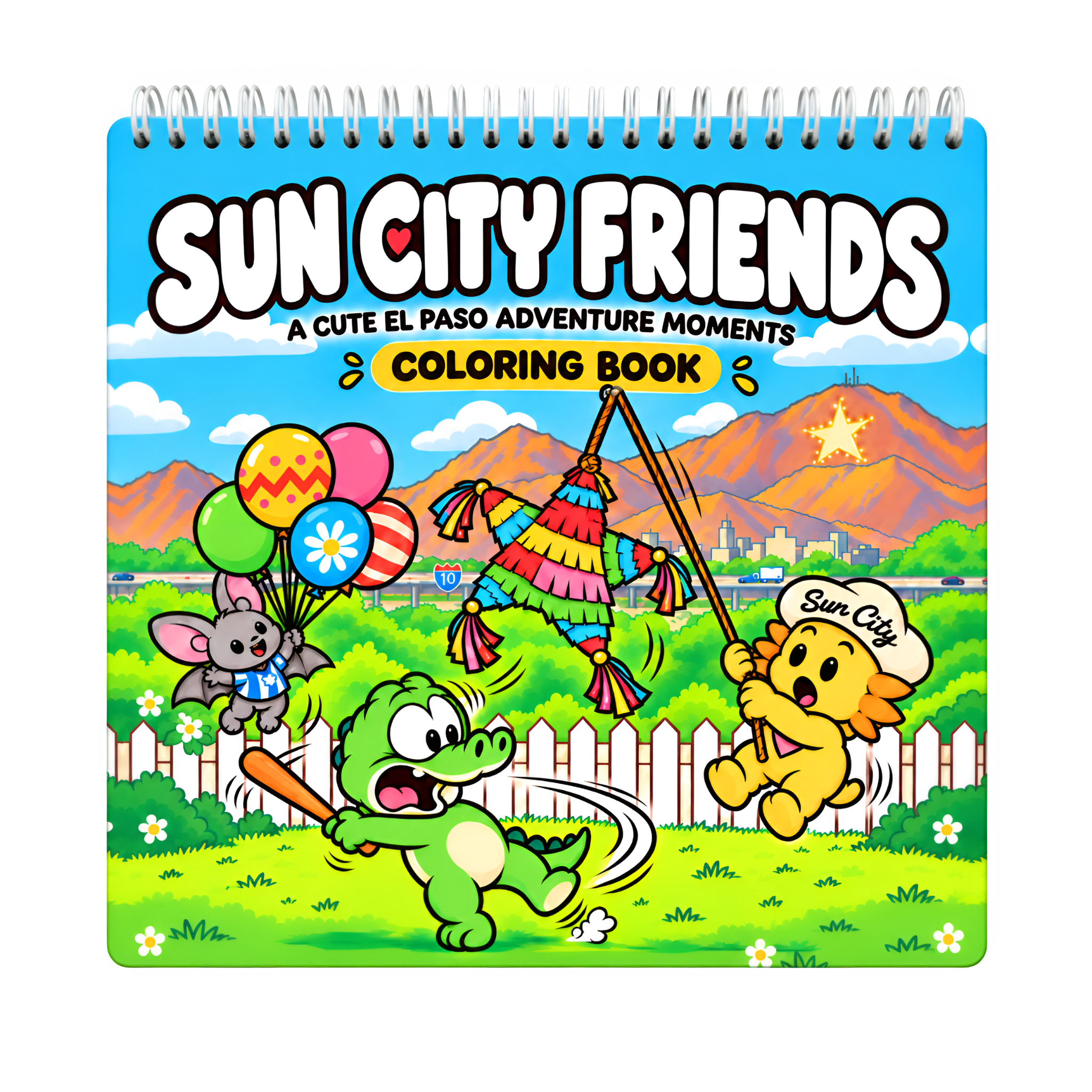 Sun City Friends Coloring Book spiral-bound cover