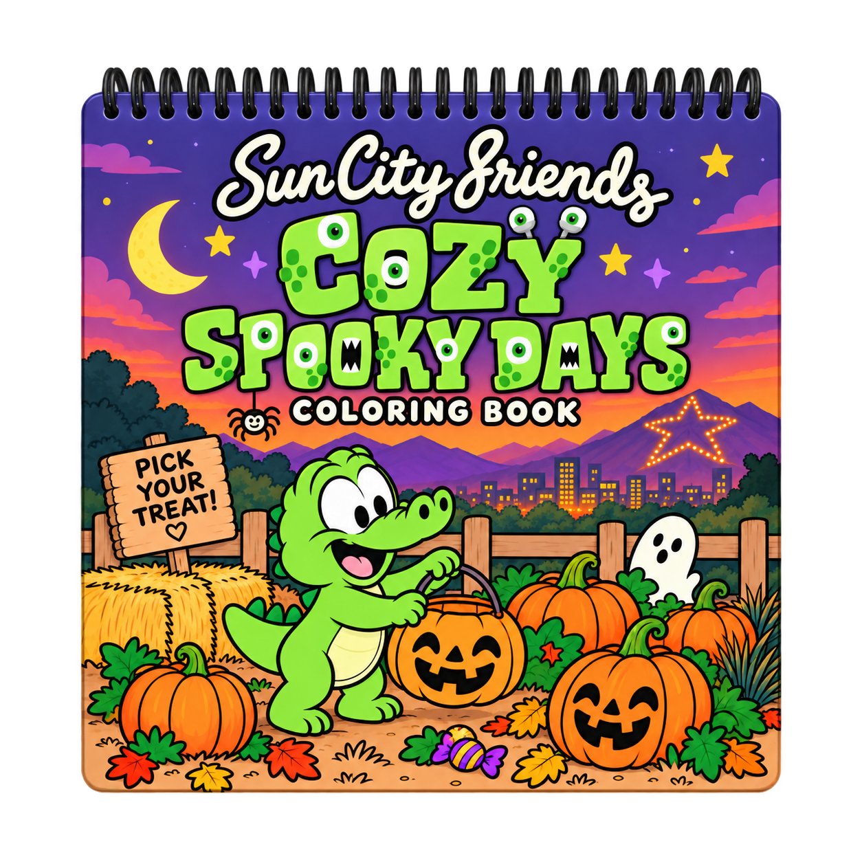 Sun City Friends Cozy Spooky Days spiral-bound cover